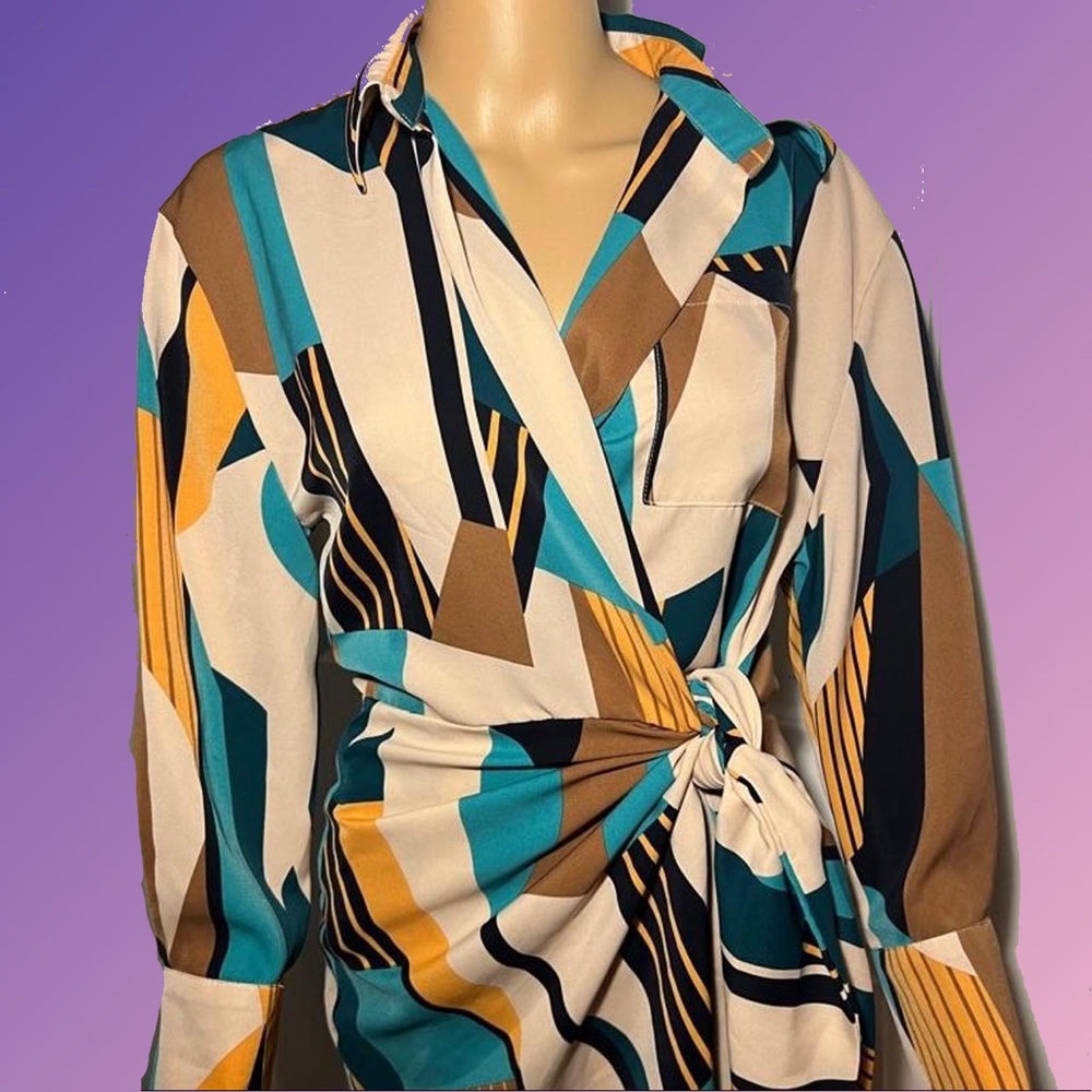 Crossover Geoprint Dress, Women’s Size M